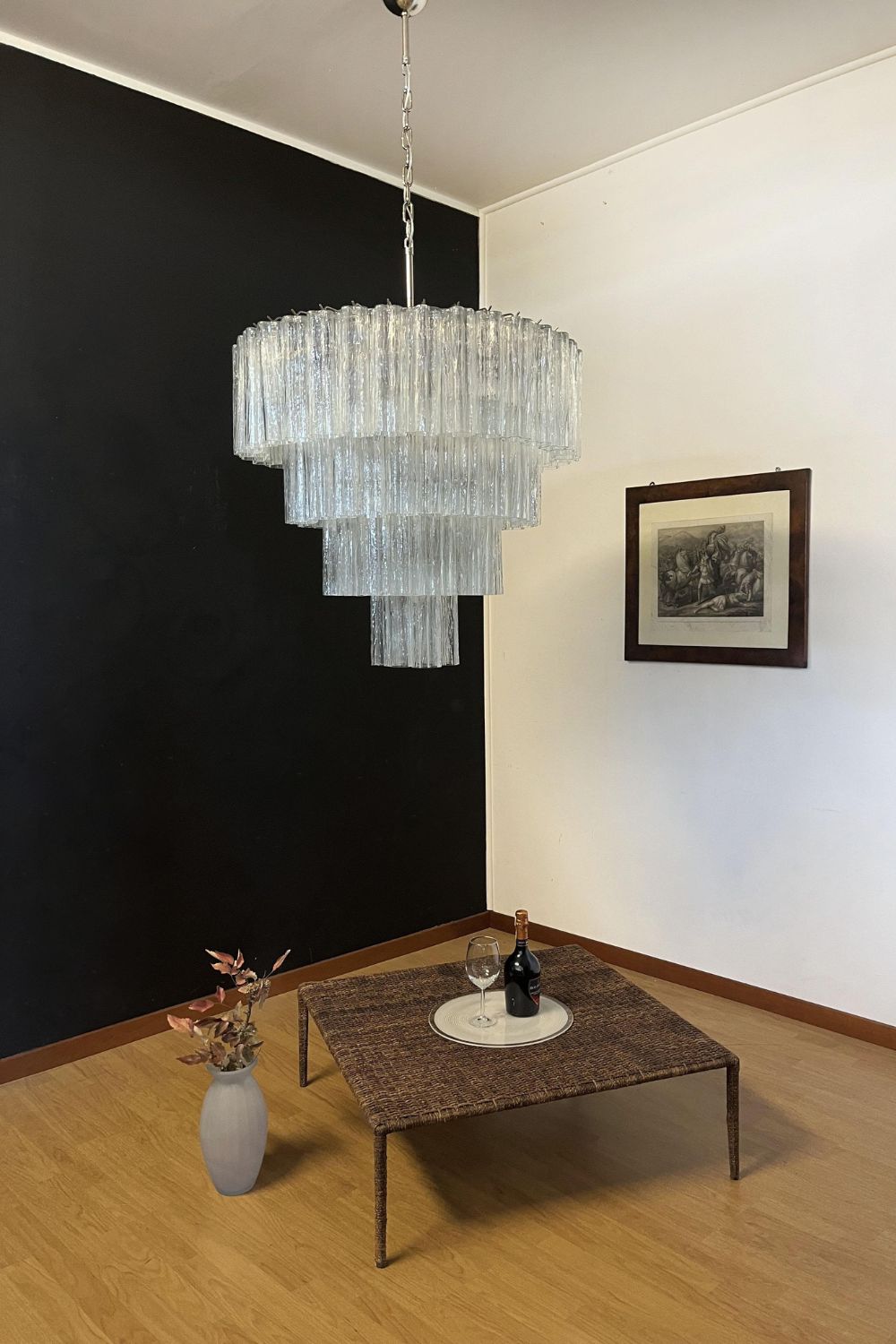 Murano clear glass tiered chandelier, 78 lamps