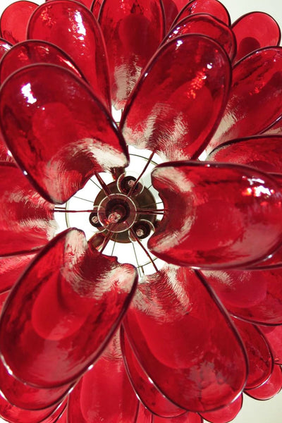 Red Murano Glass Petal Chandelier