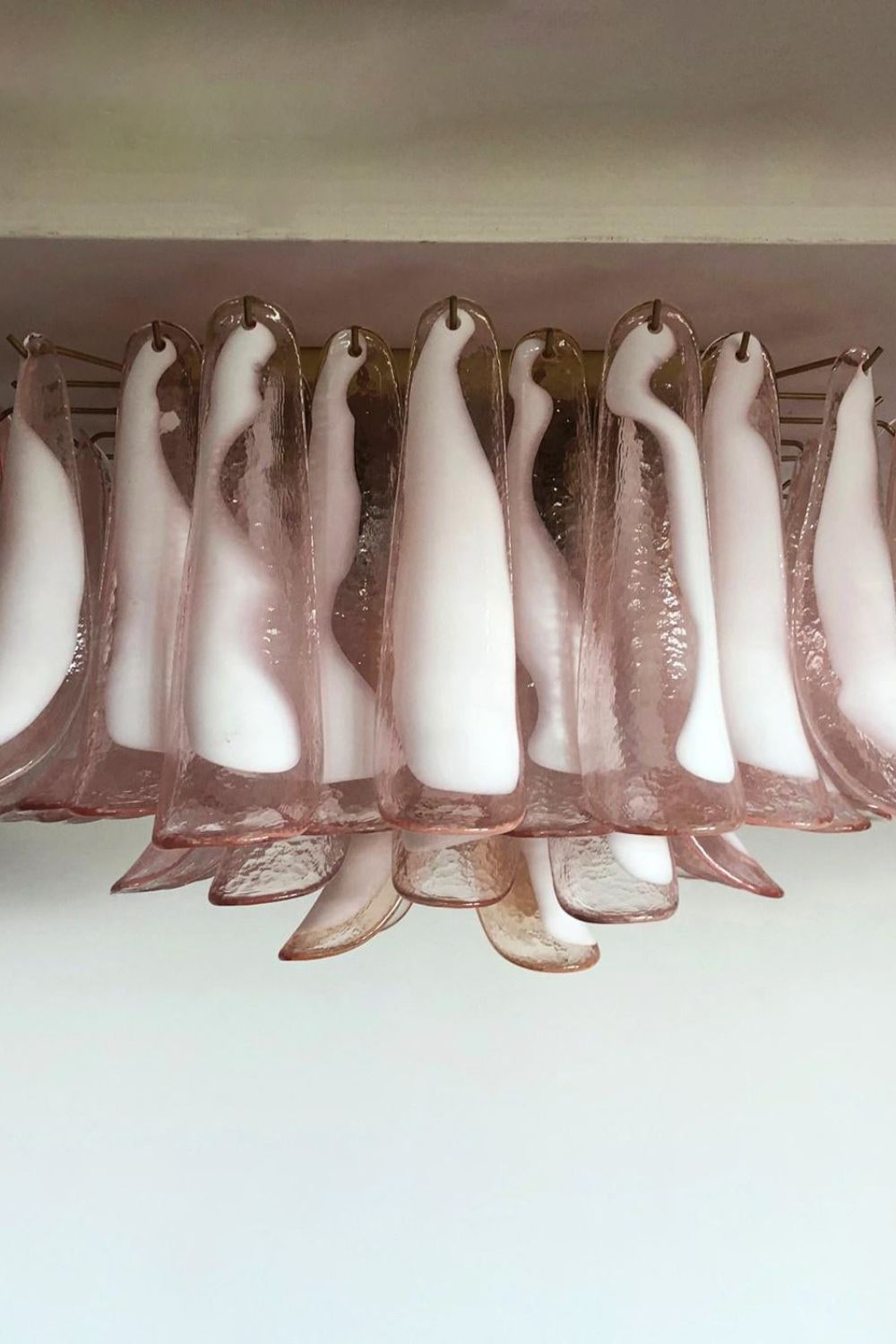 1990s Italian Murano Pink Flower Chandelier