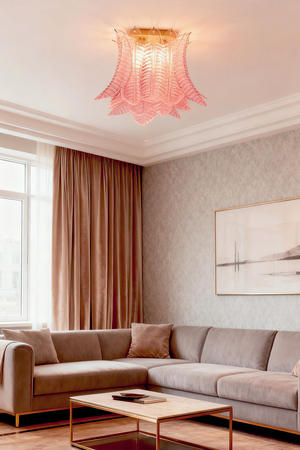 Pink Murano Felci Glass Ceiling Light