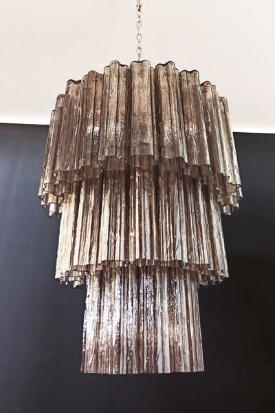 Modern Smoked Glass Tube Murano Chandelier