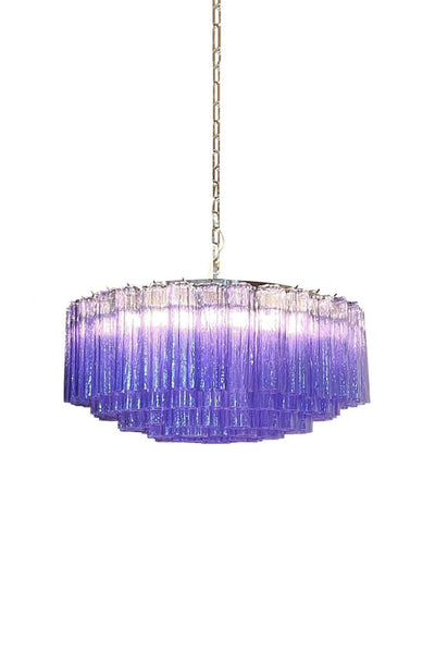 Italian Modernist Purple Murano Glass Tube Chandelier