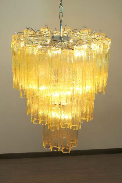 Three-Tier Yellow  Glass Murano Chandelier