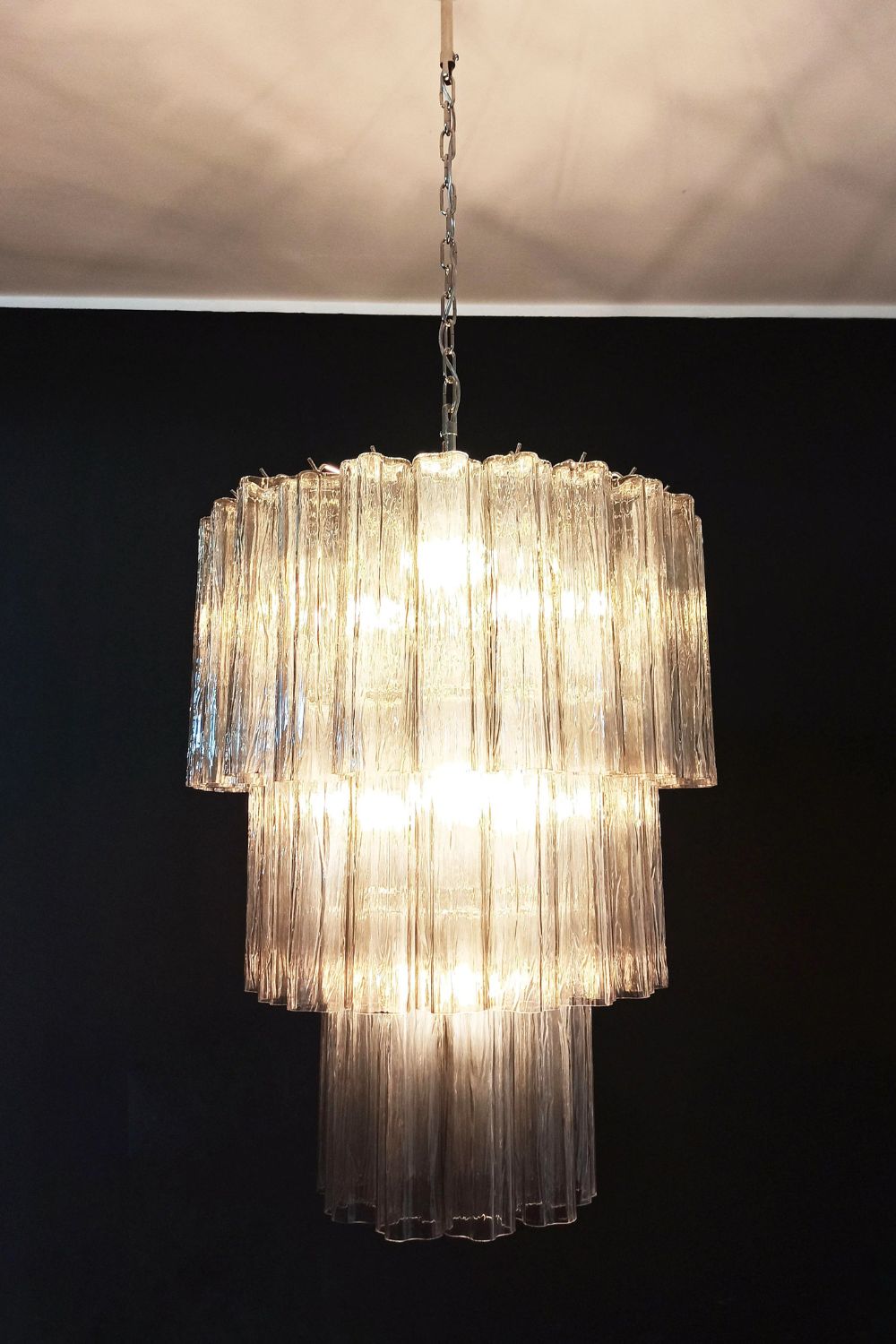 Modern Smoked Glass Tube Murano Chandelier