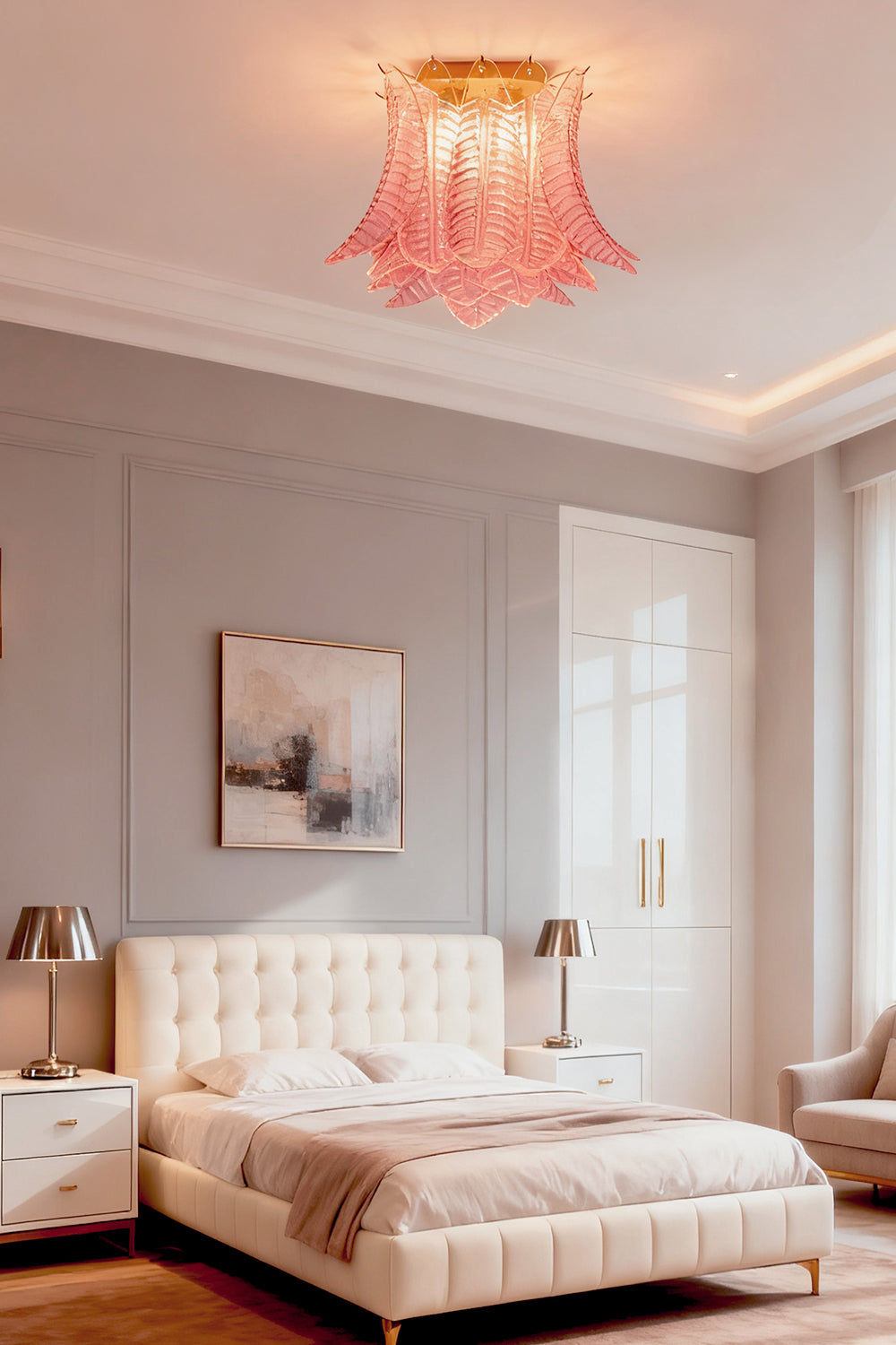 Pink Murano Felci Glass Ceiling Light