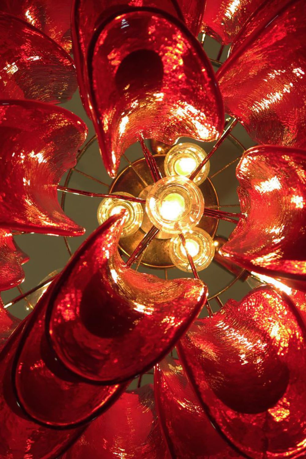 Red Murano Glass Petal Chandelier