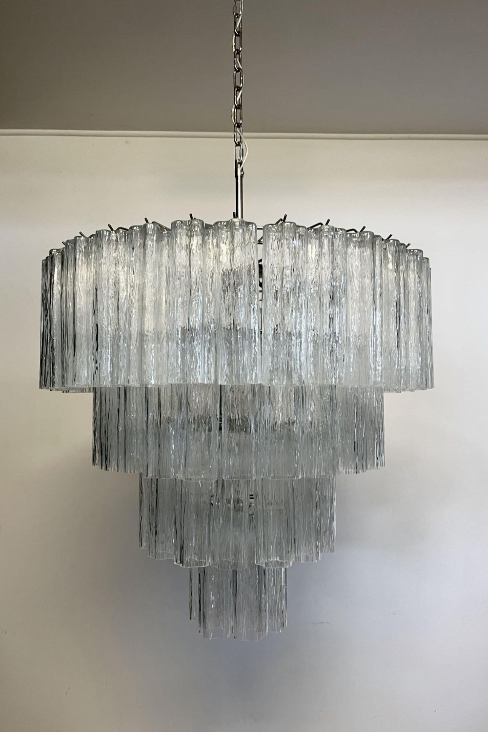 Murano clear glass tiered chandelier, 78 lamps