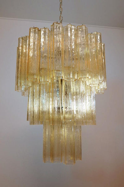 Three-Tier Yellow  Glass Murano Chandelier