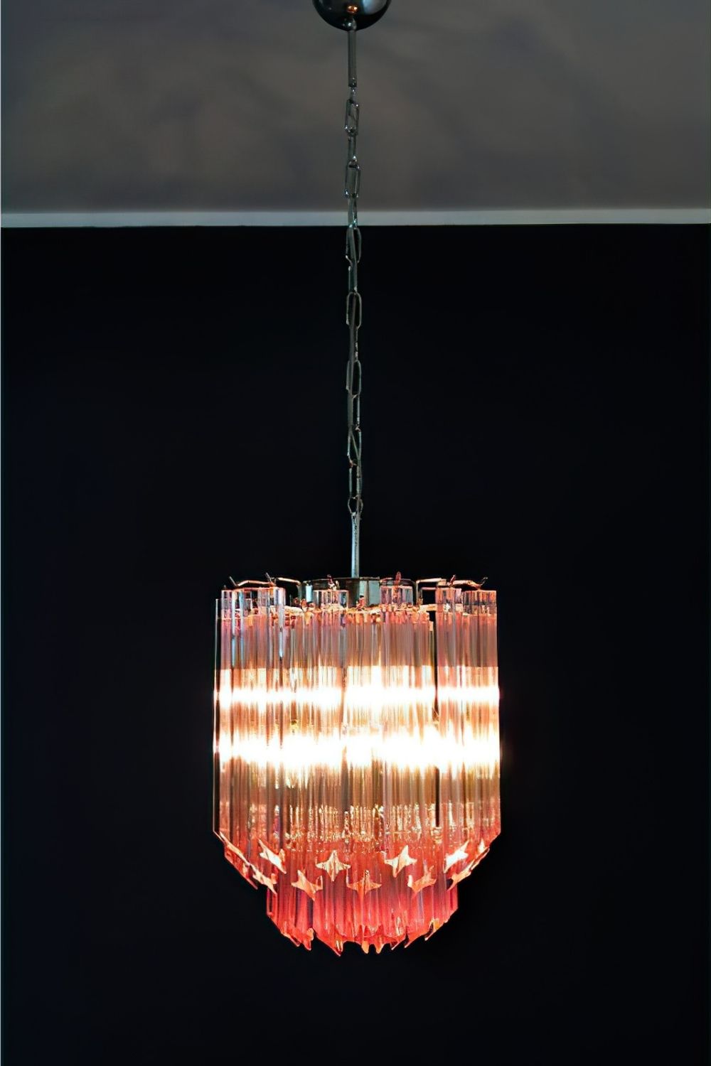 Murano Pink Quadriedri Glass Chandelier