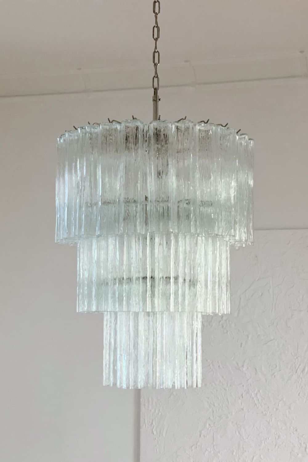 52-Tube Clear Murano Glass Chandelier