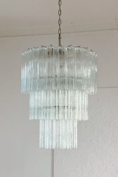 52-Tube Clear Murano Glass Chandelier