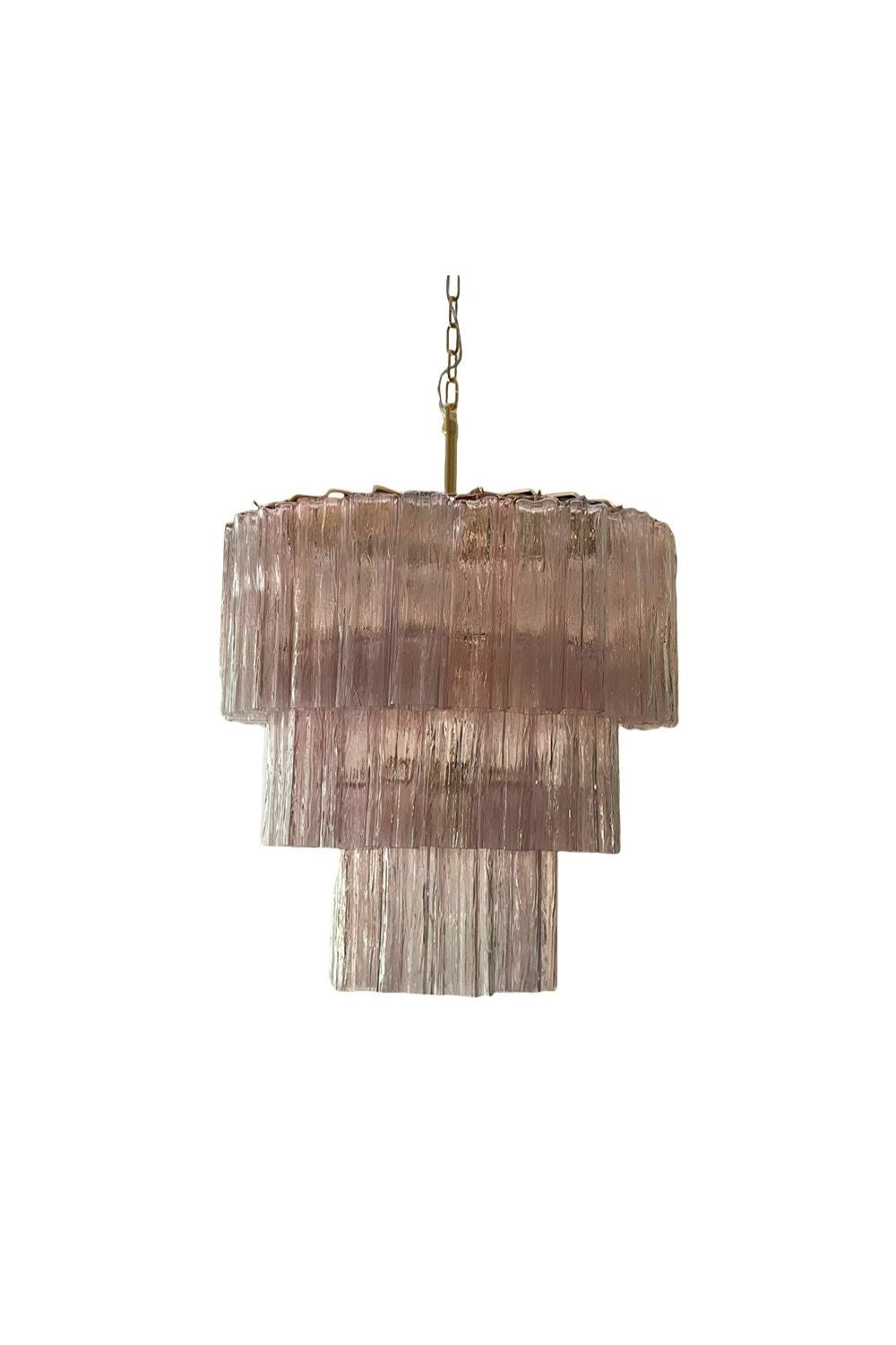 Murano light pink glass tube chandelier