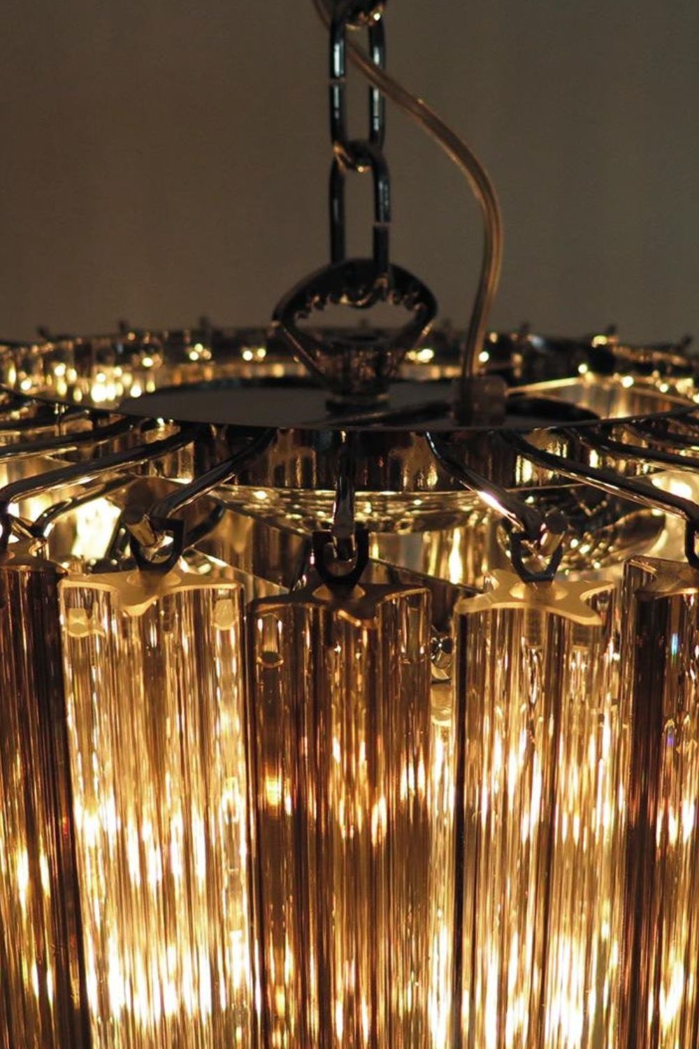 1983 Smoked Glass Prism Chandelier