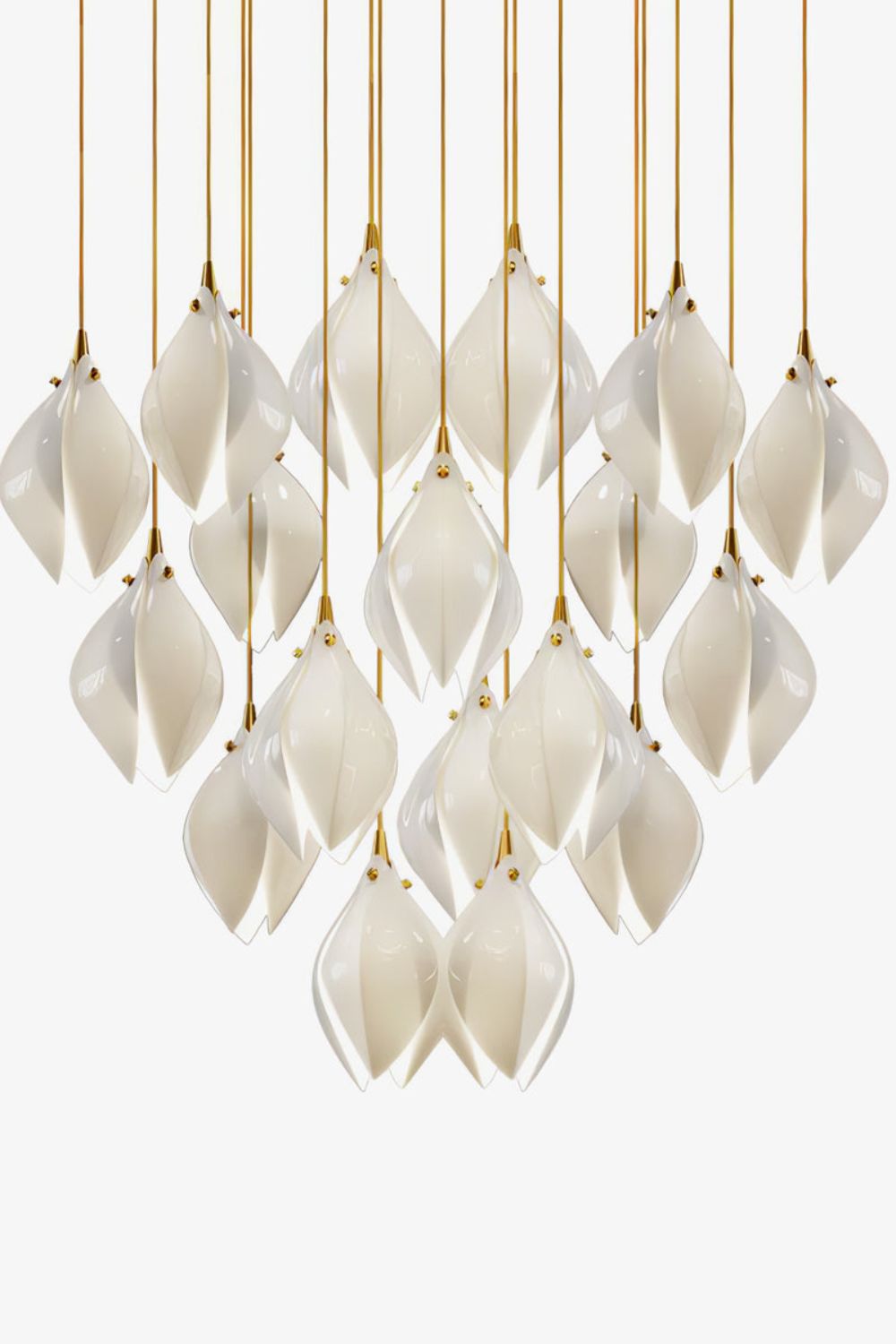 Gold Stem Ceramic Flower Chandelier