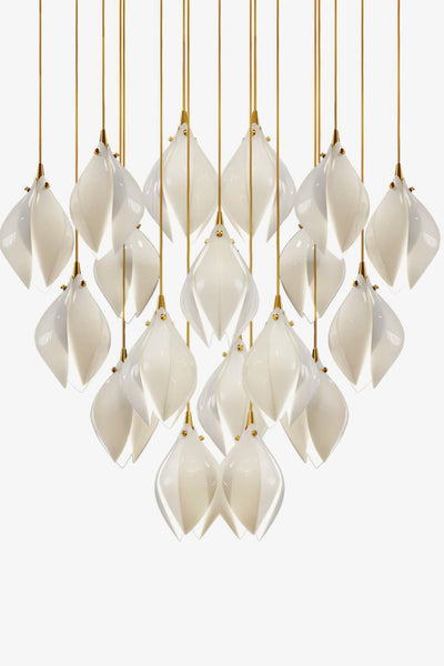 Gold Stem Ceramic Flower Chandelier