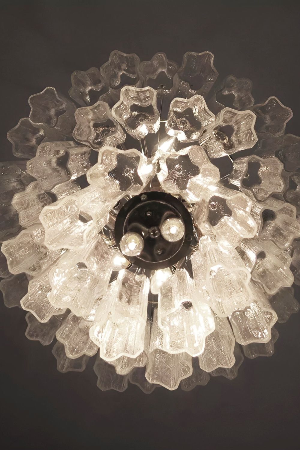 Murano Venetian Clear Glass Tube Chandelier