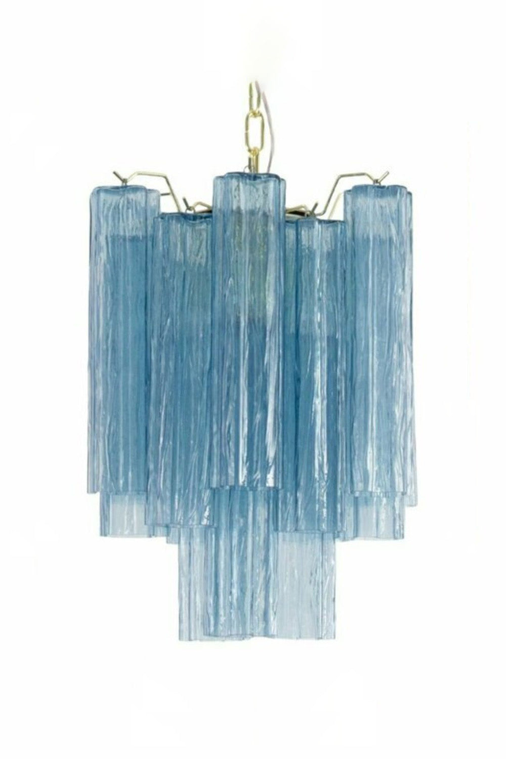 Retro Suspension Lamp with Blue Murano Glass Tubes