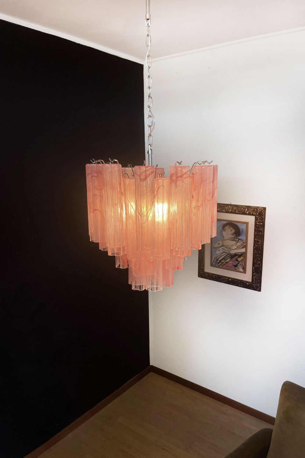 Pink Murano Glass Tree Branch Chandelier