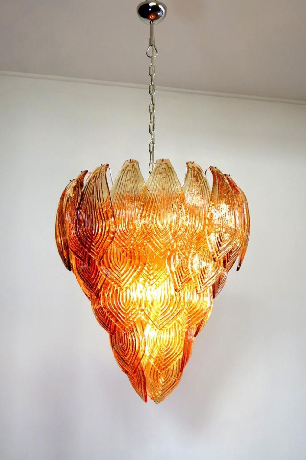 Murano Style Amber Felci Glass Chandelier