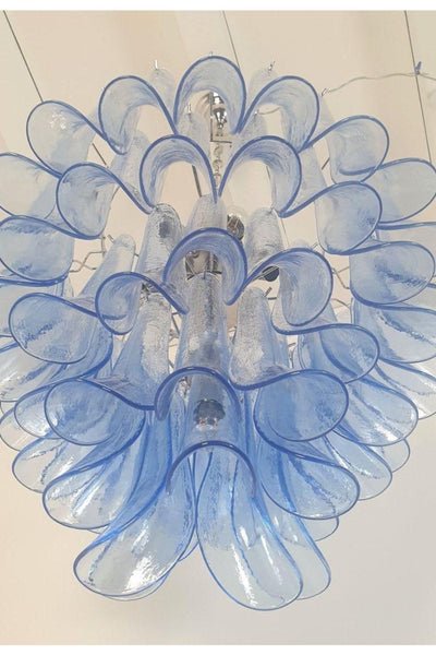 Vintage 1980s Blue Murano Glass Petal Chandelier