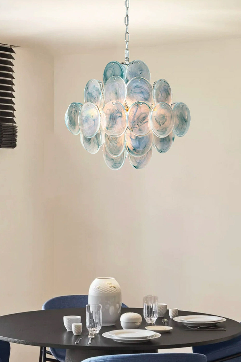Blue Murano Disk Chandelier