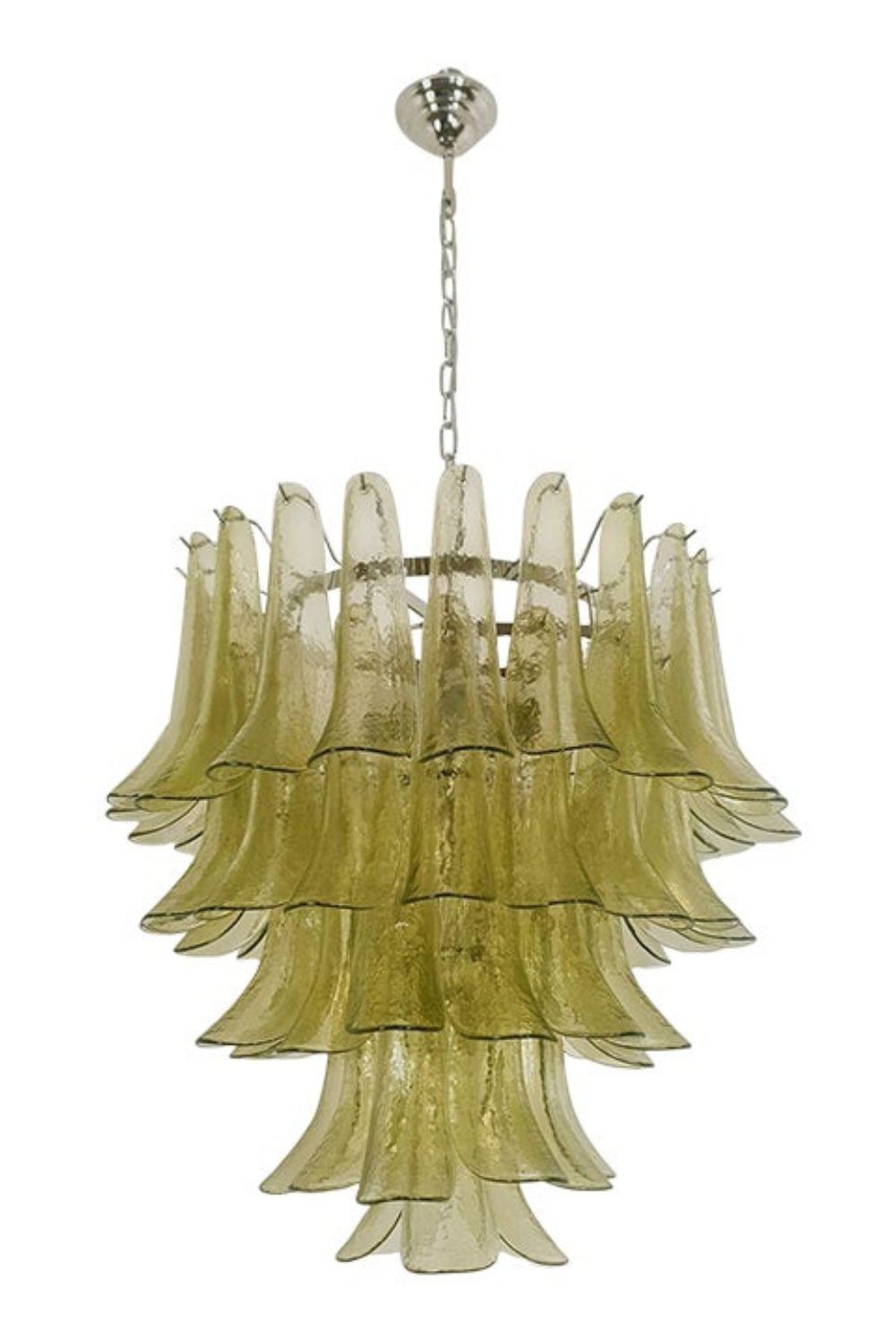 1970s Green Murano Glass Petal Chandelier