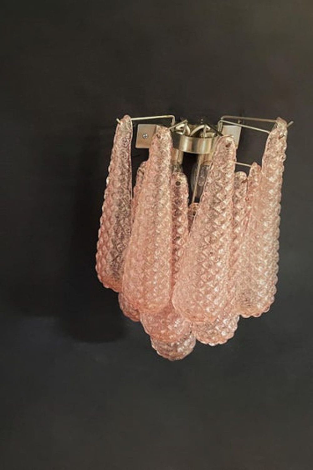 1970s Pink Murano Glass Petal Wall Lamp