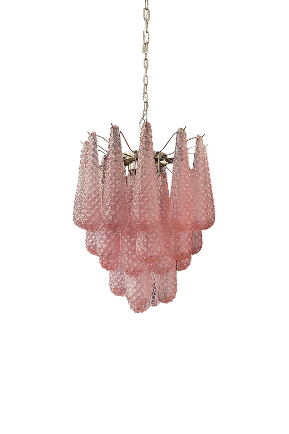 Pink Murano Glass Teardrop Chandelier