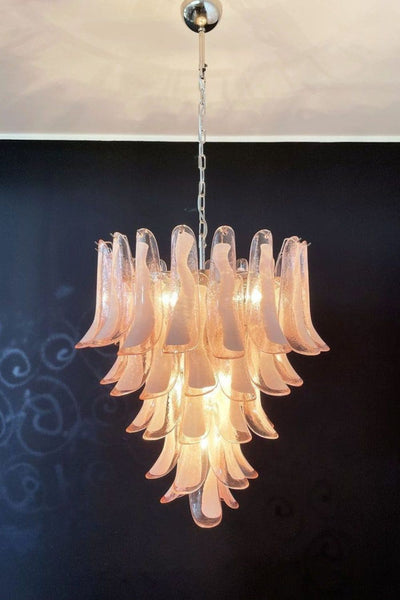 Murano Blush Pink Glass Petal Chandelier