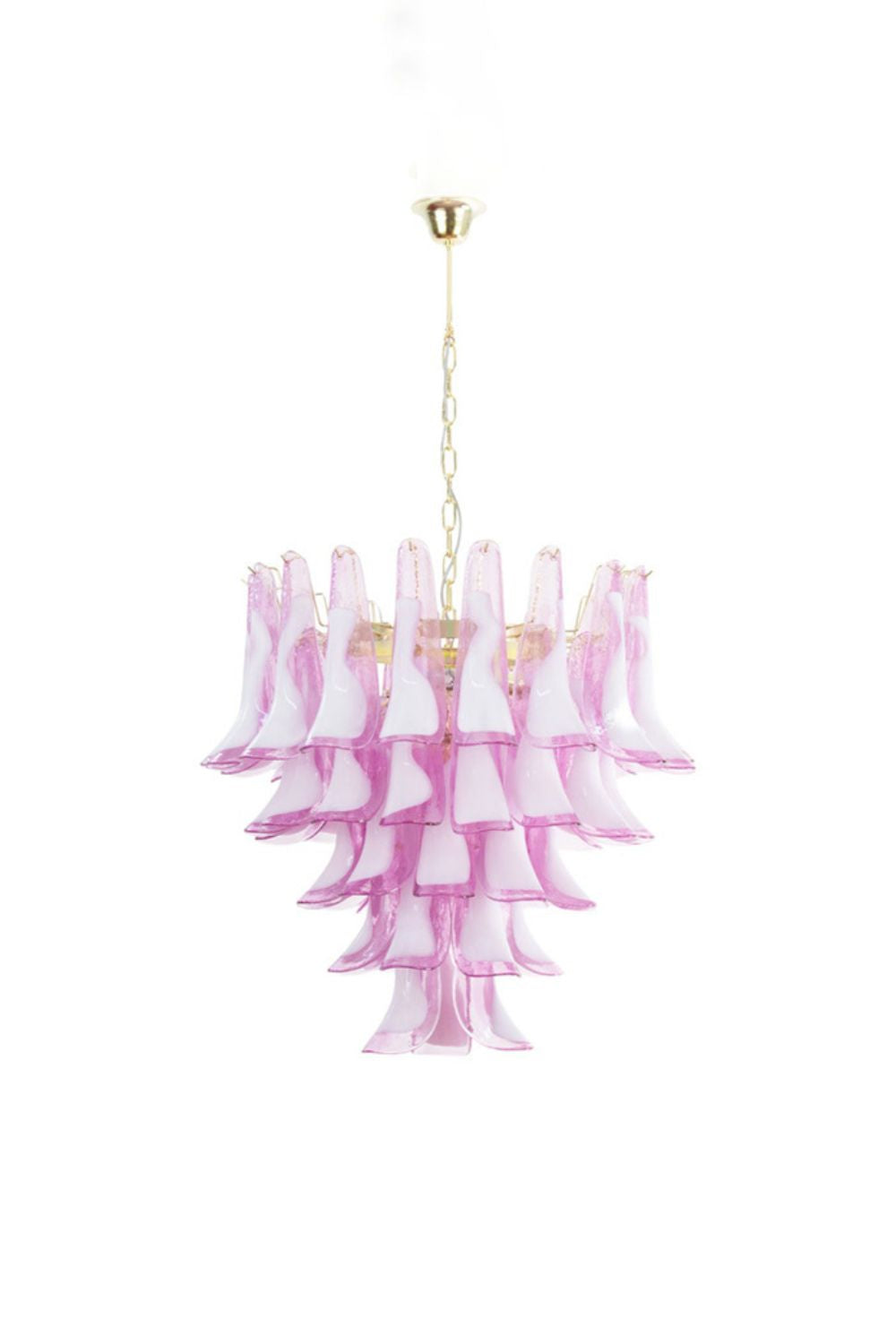 Fuchsia and White Murano Glass Petal Tiered Chandelier