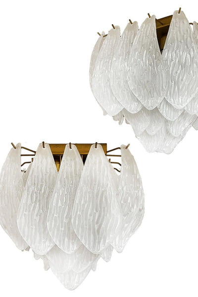 Vintage Murano Frosted Glass Leaf Ceiling Light