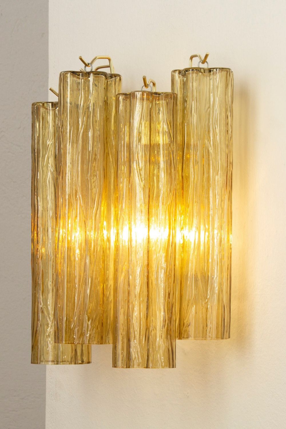 Italian Murano amber glass tube wall lamp