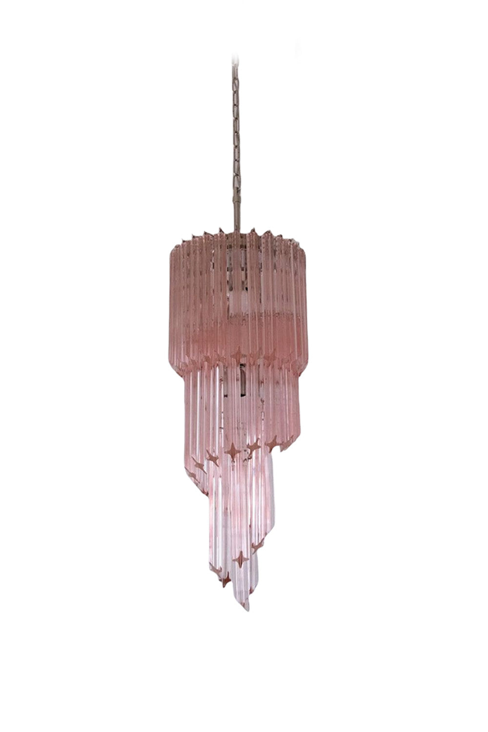 Pink Murano Glass Prism Spiral Chandelier