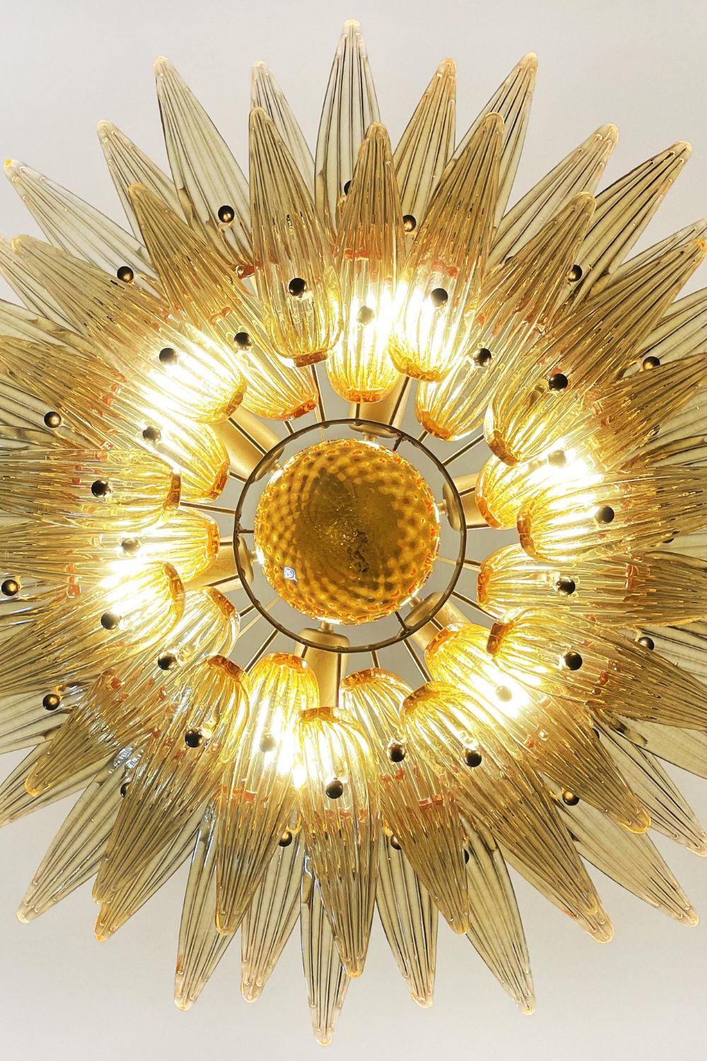 Amber Murano Glass Palmette  Chandelier