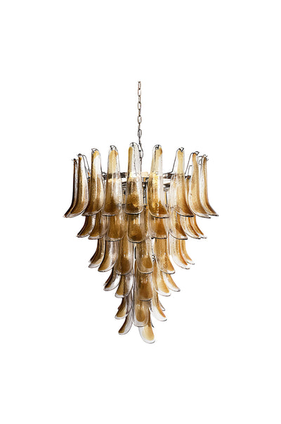 Amber Murano Glass Petal Cascade Chandelier