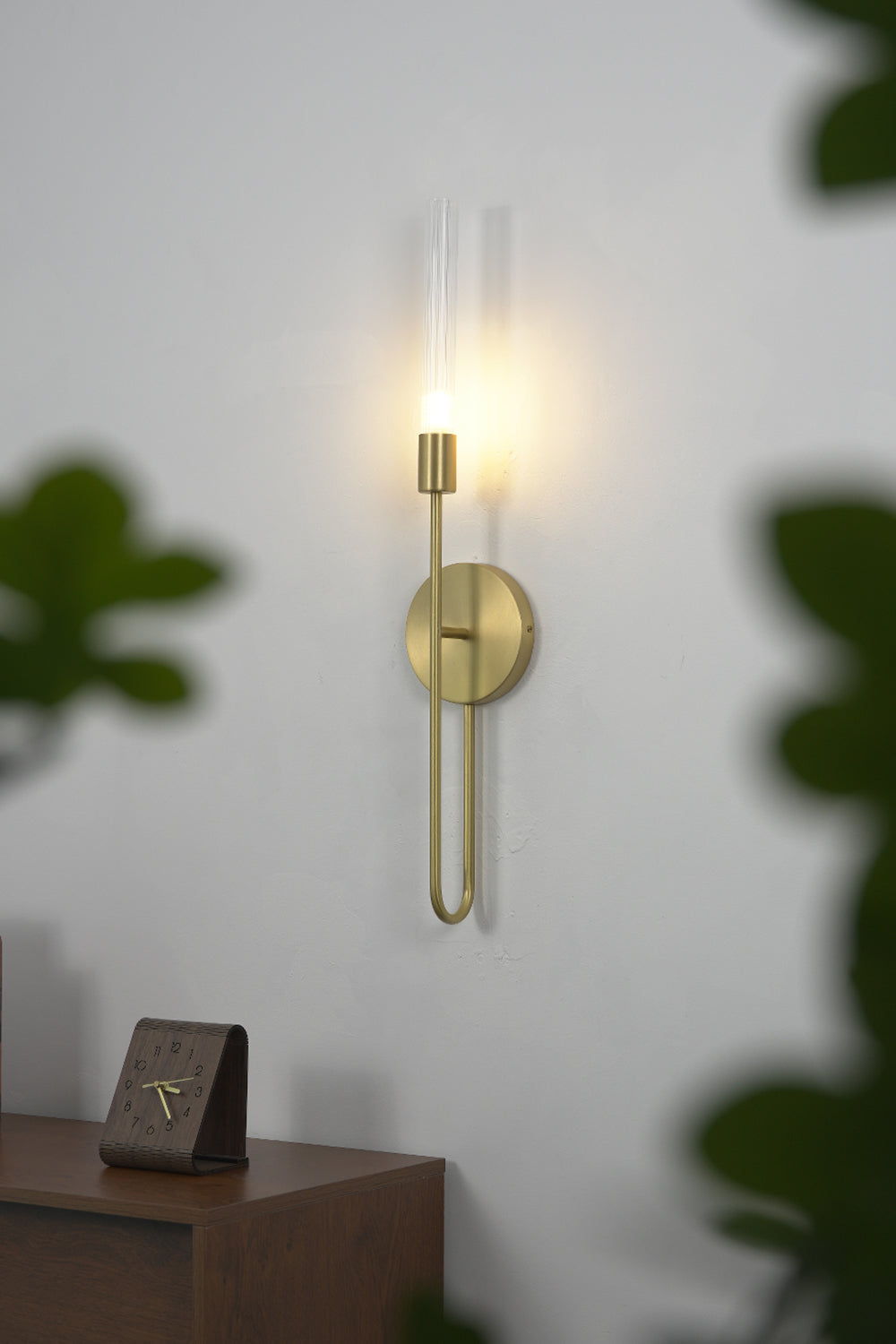 Slender U-Shape Glass Wall Sconce