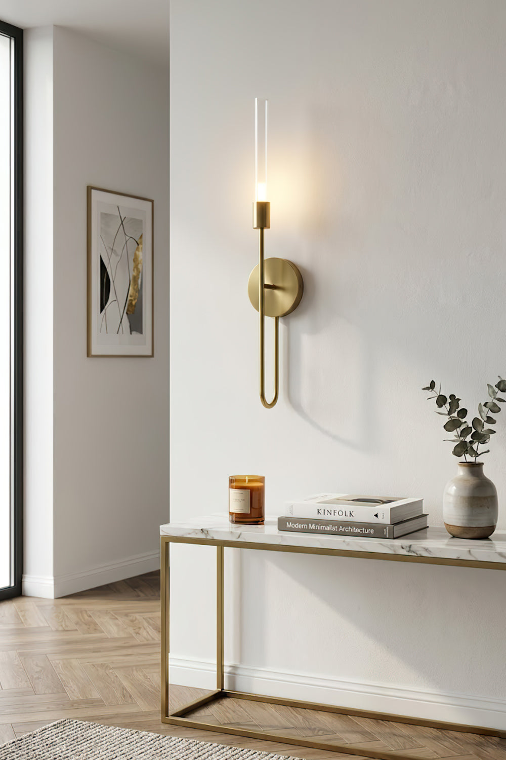 Slender U-Shape Glass Wall Sconce