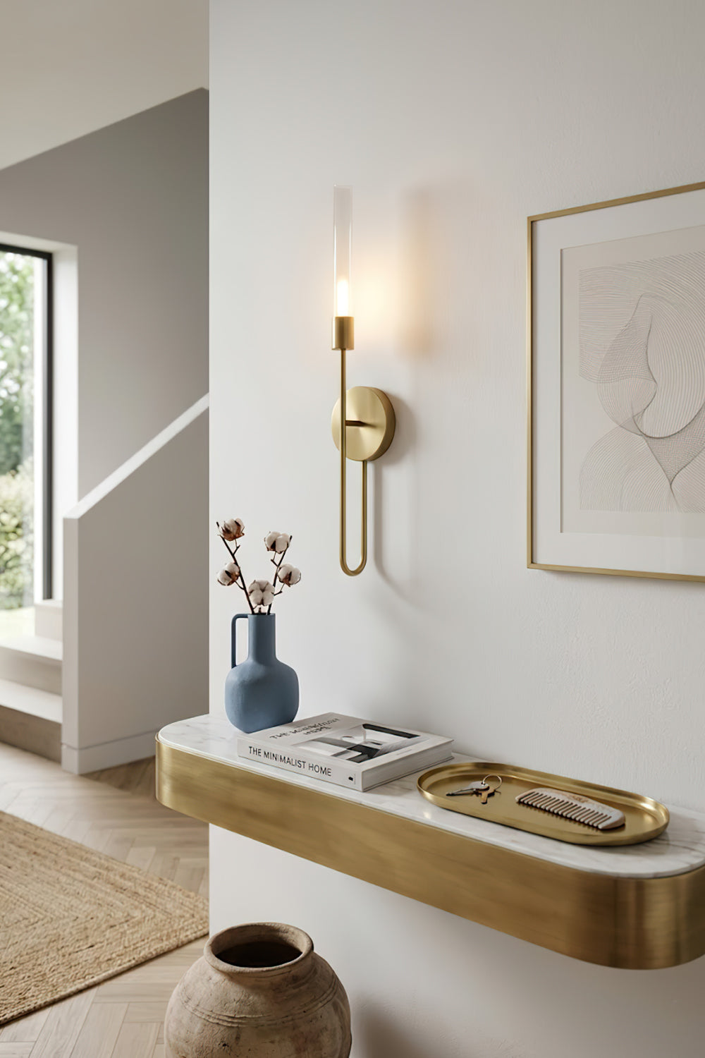 Slender U-Shape Glass Wall Sconce