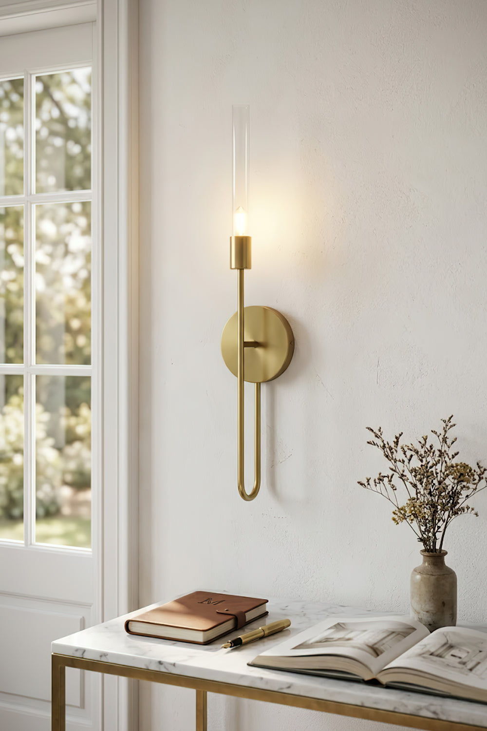 Slender U-Shape Glass Wall Sconce