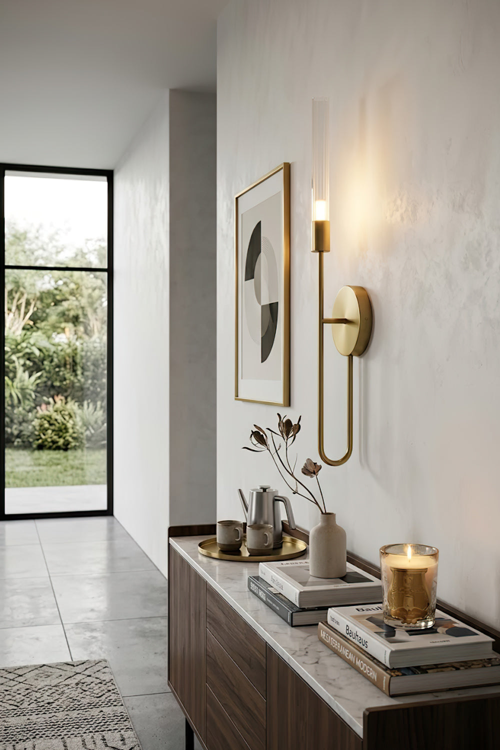 Slender U-Shape Glass Wall Sconce