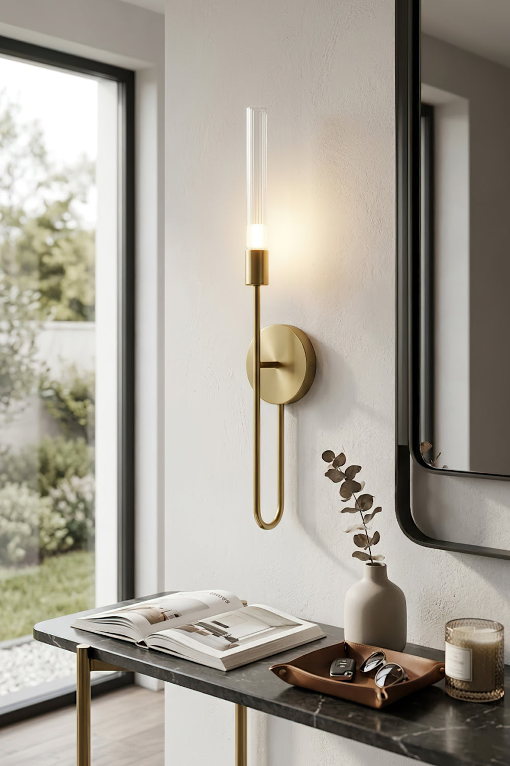 Slender U-Shape Glass Wall Sconce