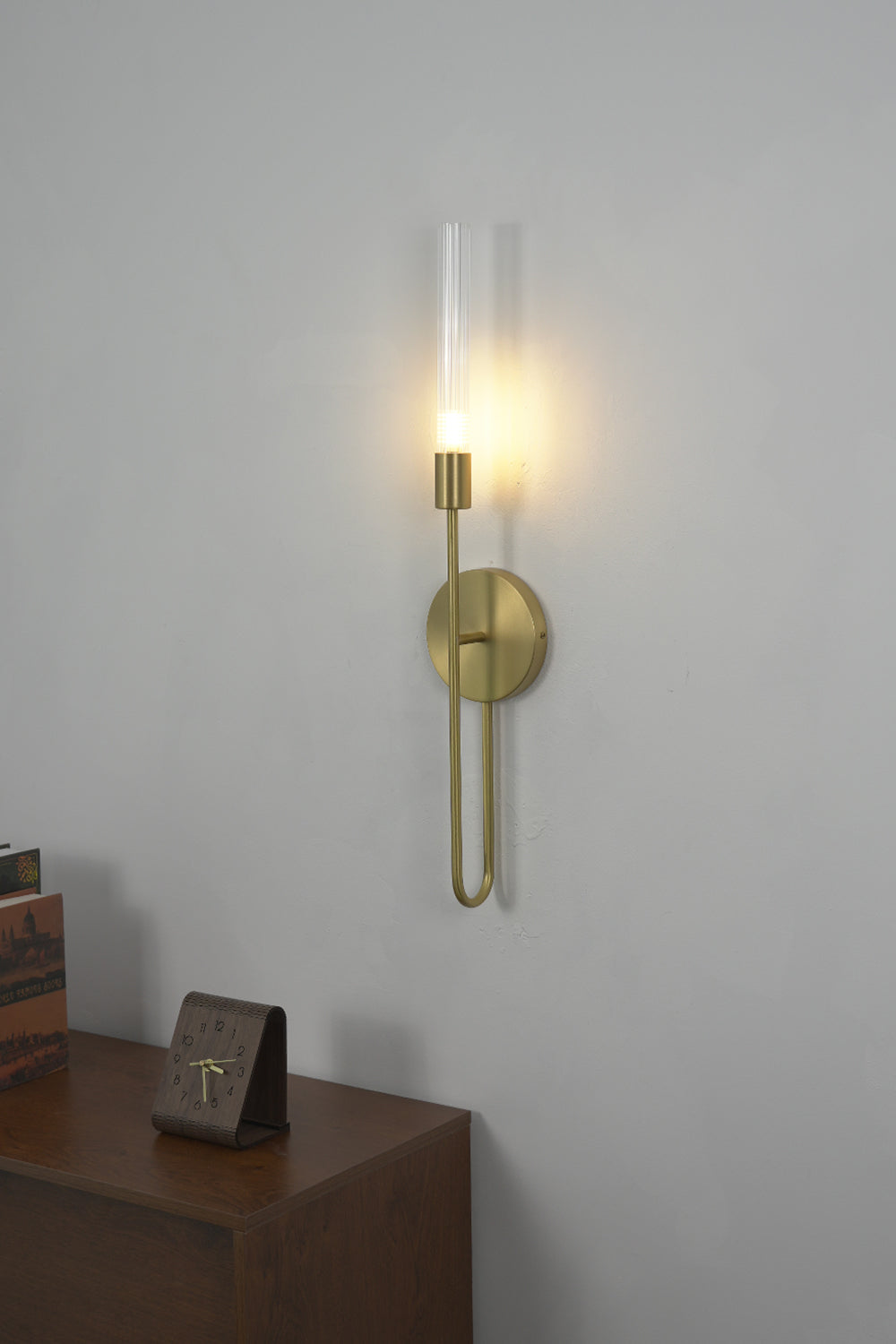 Slender U-Shape Glass Wall Sconce