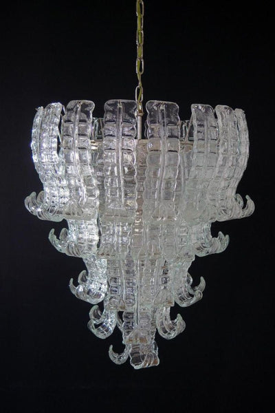 1970s Felci-Style Murano Glass Tiered Chandelier