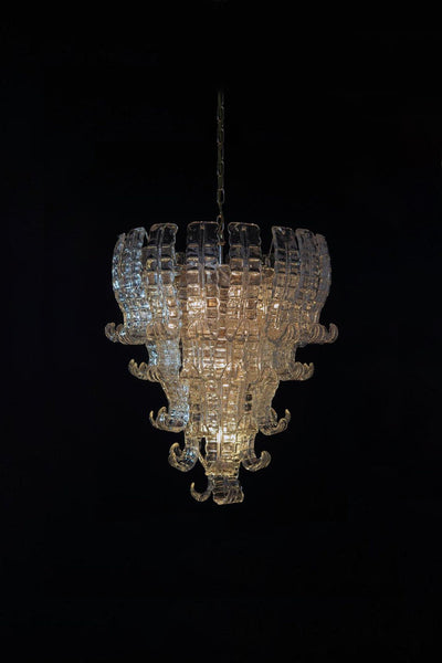 1970s Felci-Style Murano Glass Tiered Chandelier