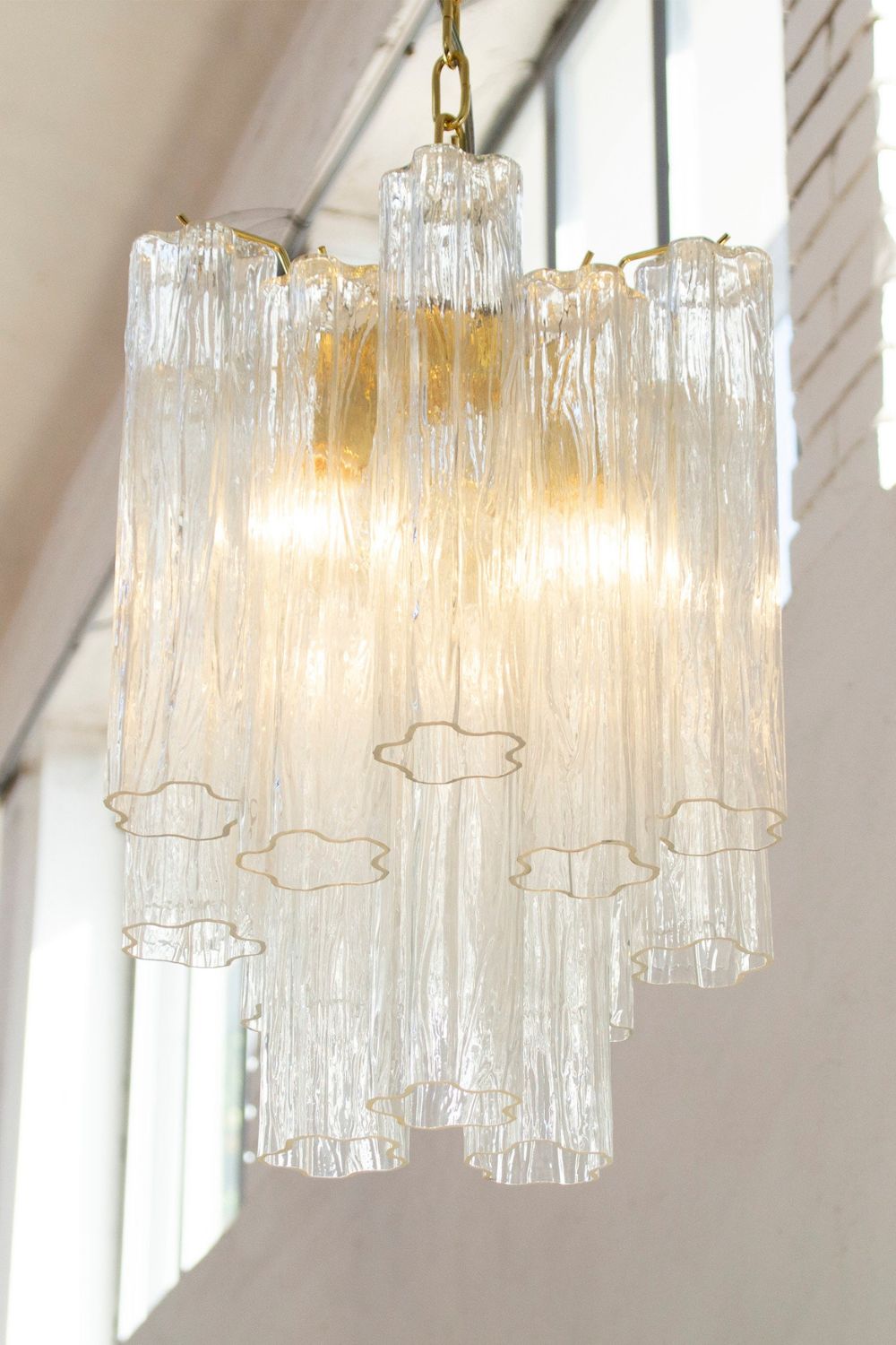 Tronchi Italy clear Murano Glass Chandelier