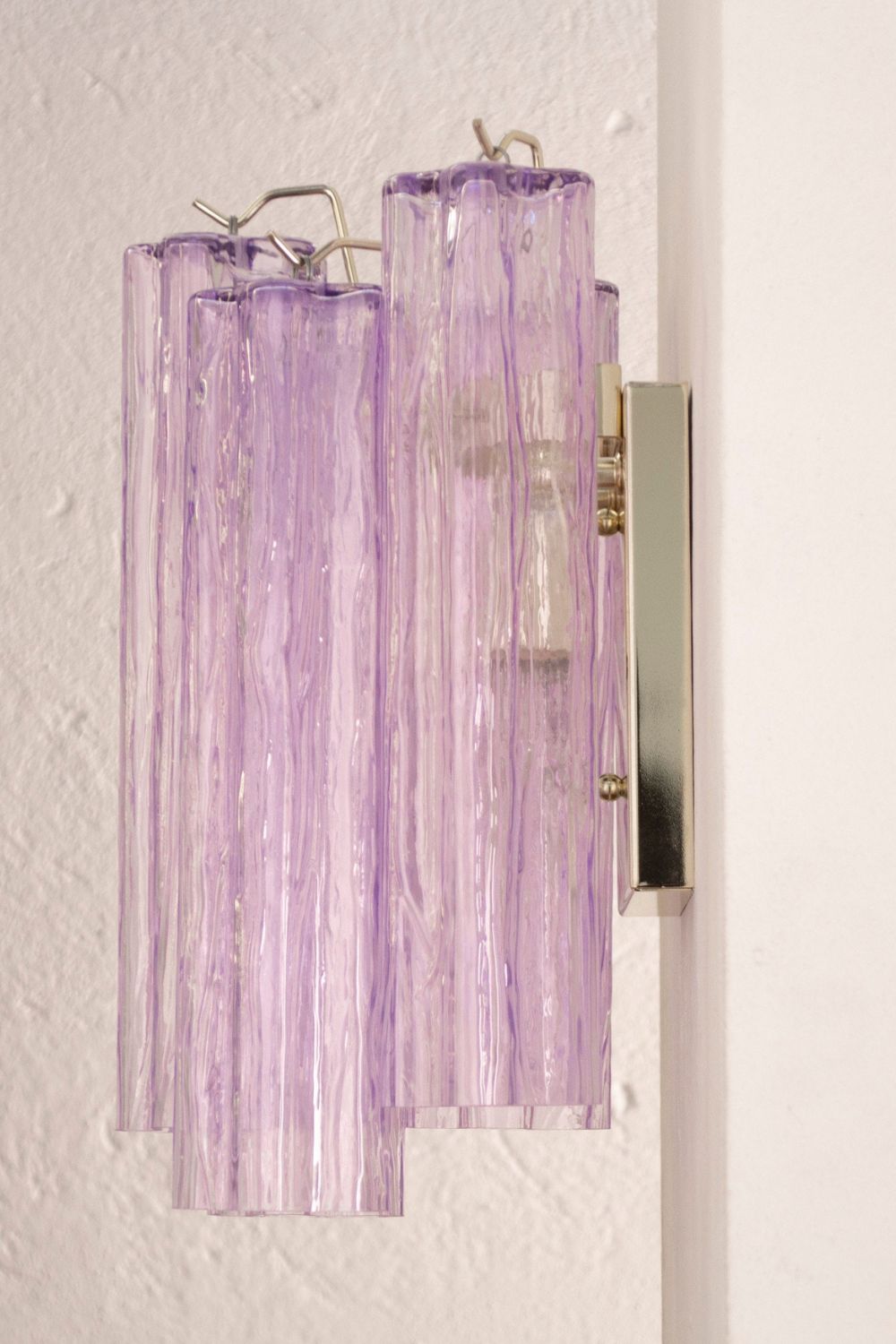 Handcrafted Murano Violet Glass Wall Lamp