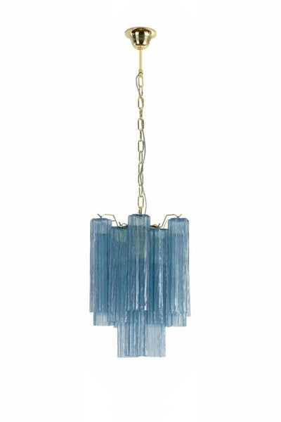 Retro Suspension Lamp with Blue Murano Glass Tubes