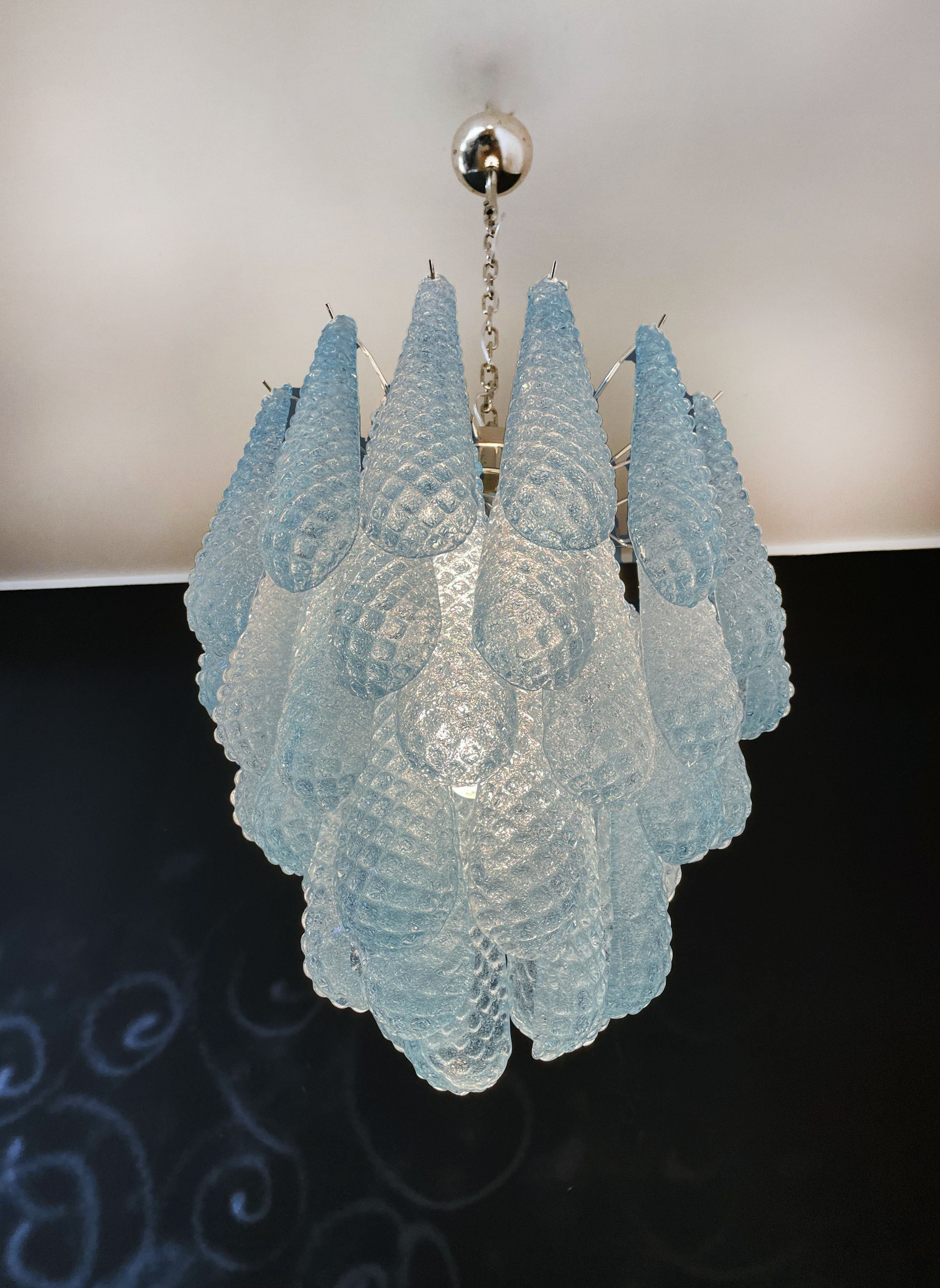 Vintage Italian Blue Murano Teardrop Chandelier