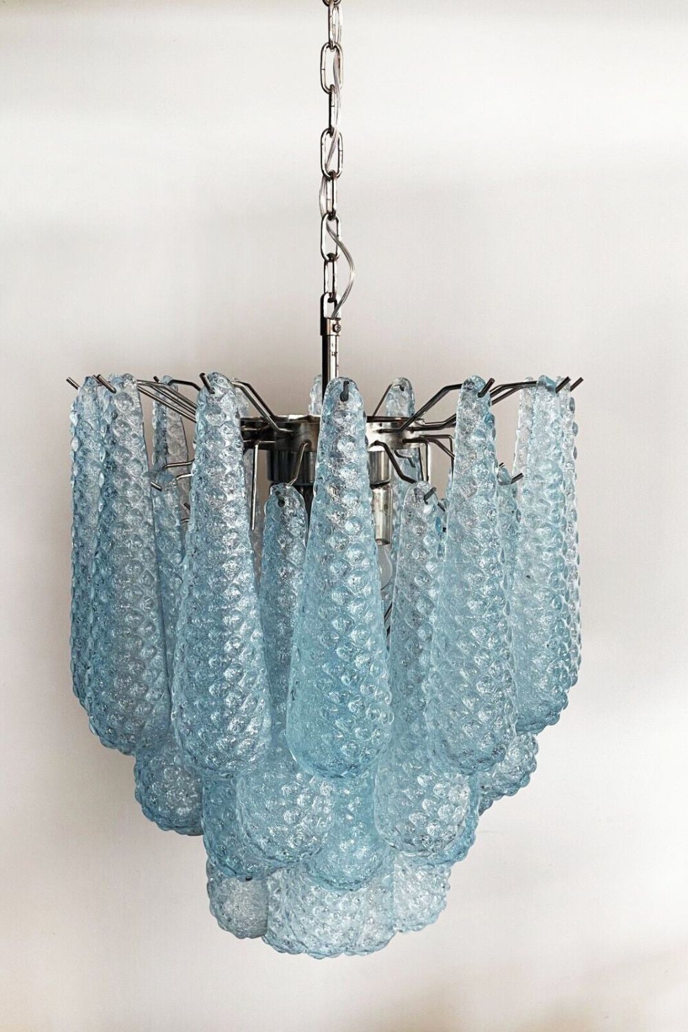 Vintage Italian Blue Murano Teardrop Chandelier