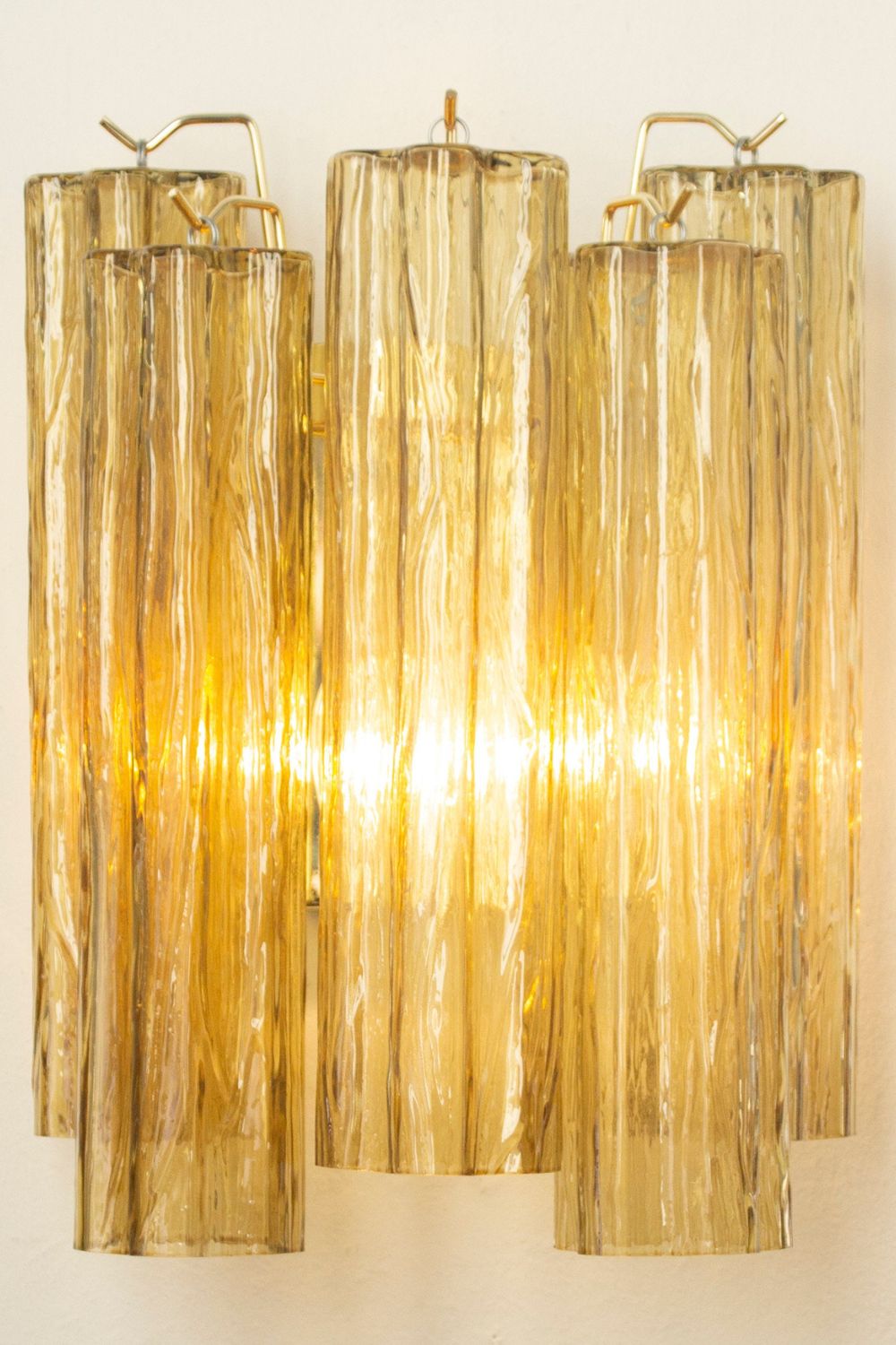 Italian Murano amber glass tube wall lamp